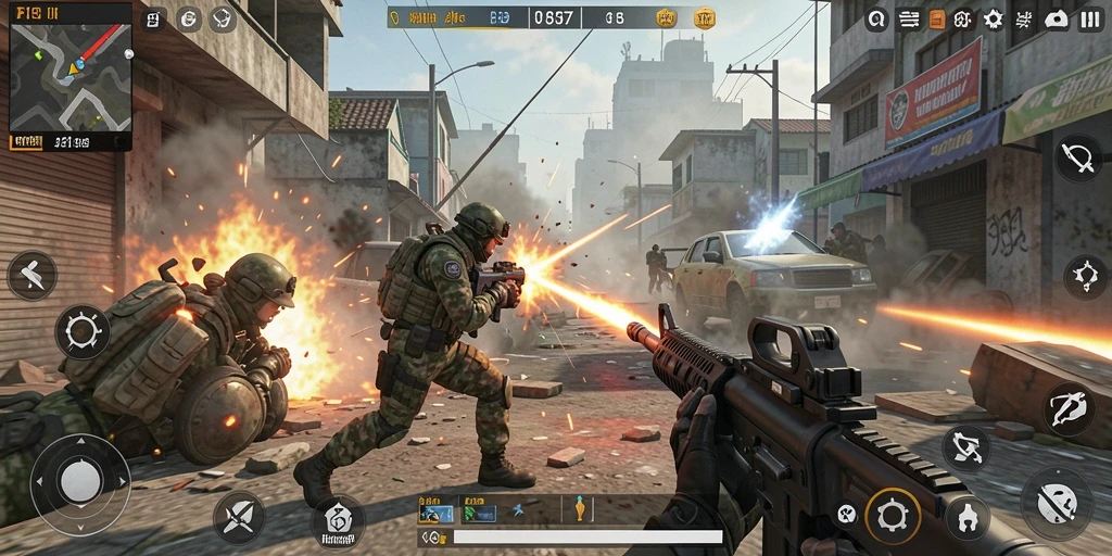 Screenshot menampilkan aksi seru dalam 8II di medan perang.
