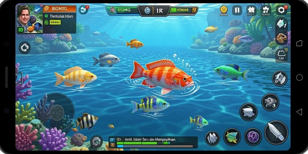 Tangkapan layar menampilkan aksi seru di game Tembak Ikan BIGMSG.