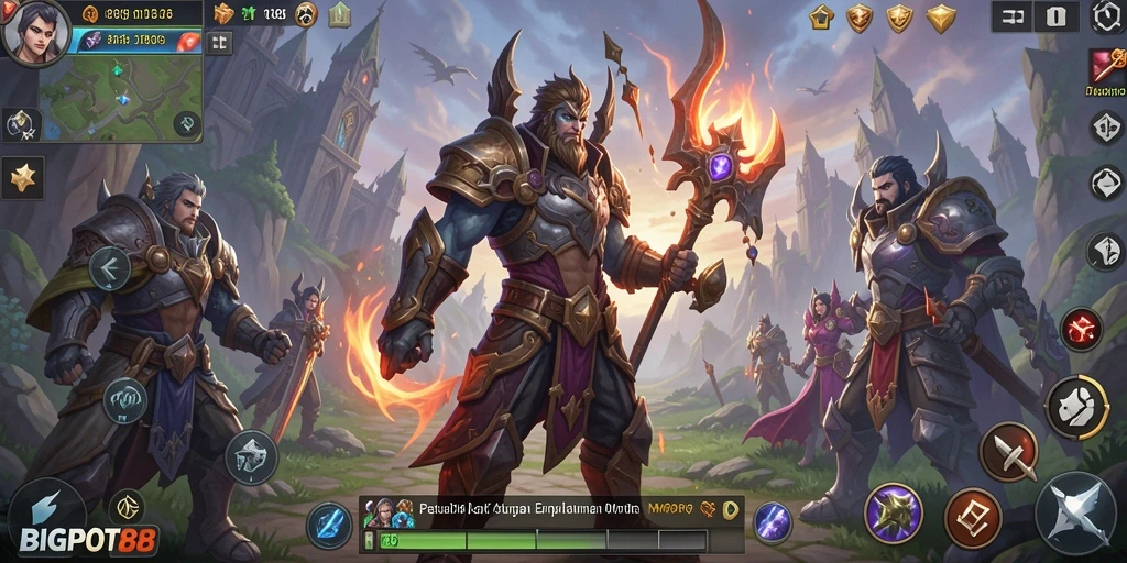 Tampilan gameplay seru dalam BIGPOT88 dengan aksi pertarungan menarik.