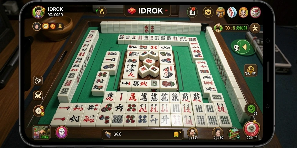 Tampilan gameplay menegangkan dari permainan Mahjong IDROK yang seru.