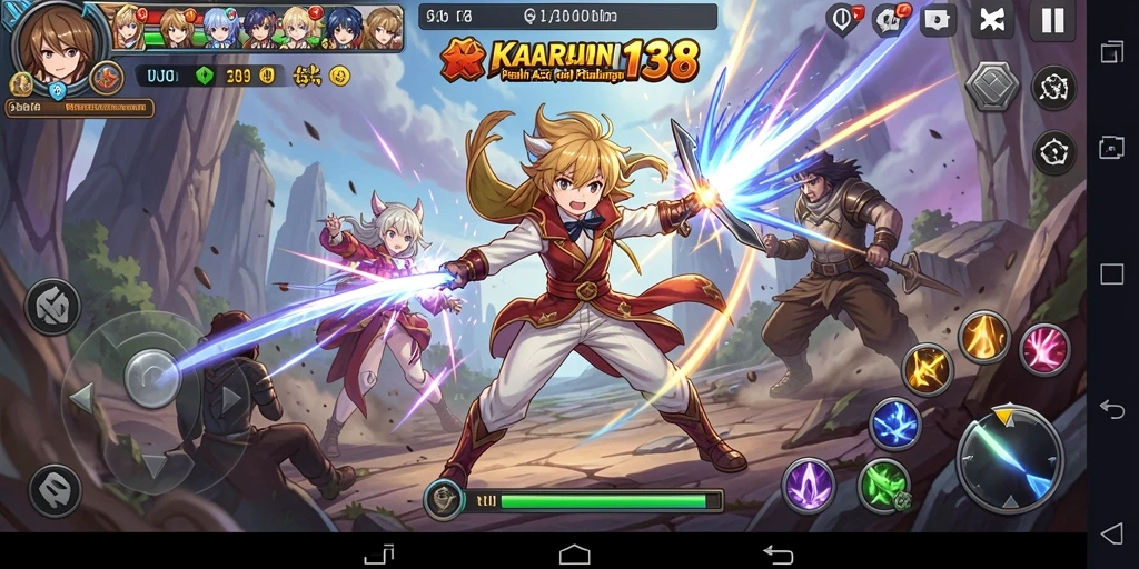 Screenshot gameplay KARUN138 menunjukkan aksi karakter anime yang memukau.