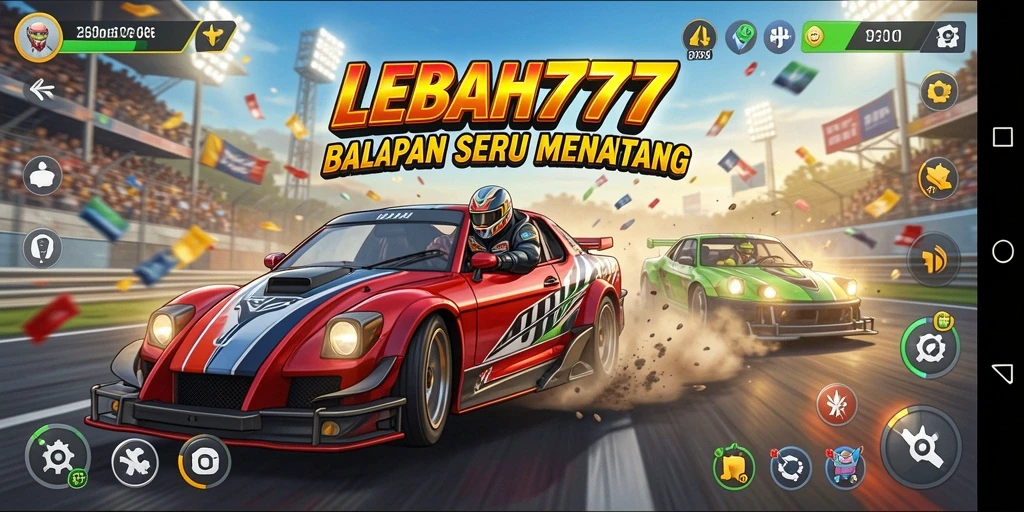 Tampilan gameplay <strong>LEBAH777</strong> dengan balapan yang penuh aksi.