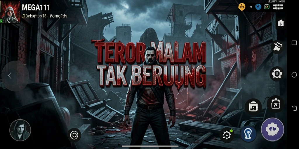 Tampilan gameplay menakutkan di MEGA111 saat menjelajahi lokasi angker.