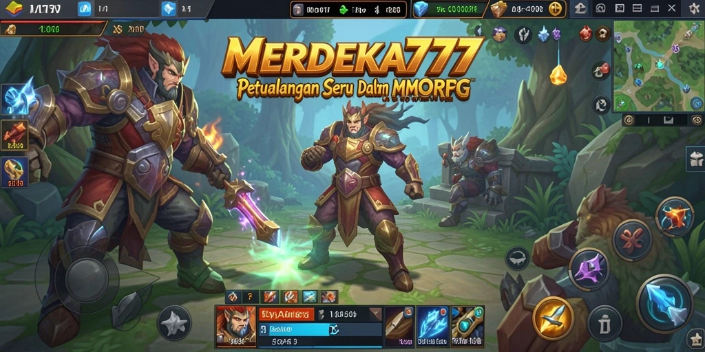 Screenshot utama MERDEKA777 menampilkan aksi seru dalam game MMORPG.