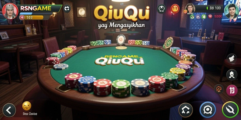 Tampilan gameplay seru dari RSNGAME saat bermain QiuQiu.
