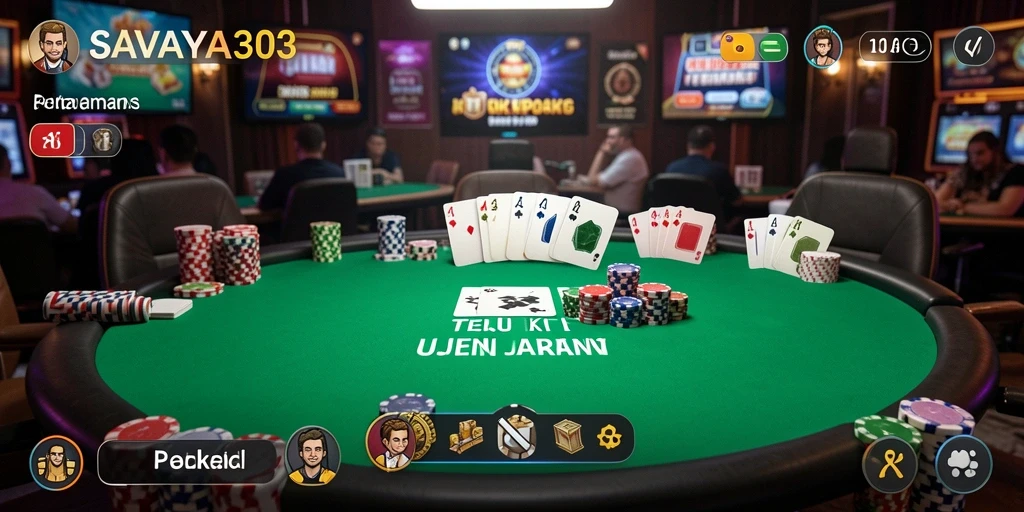 Tampilan gamer intens saat bermain Poker di SAVAYA303.